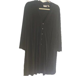 Chicos Travelers Long Sleeve Button Up Duster Tunic Size 3 US XL Slinky Black